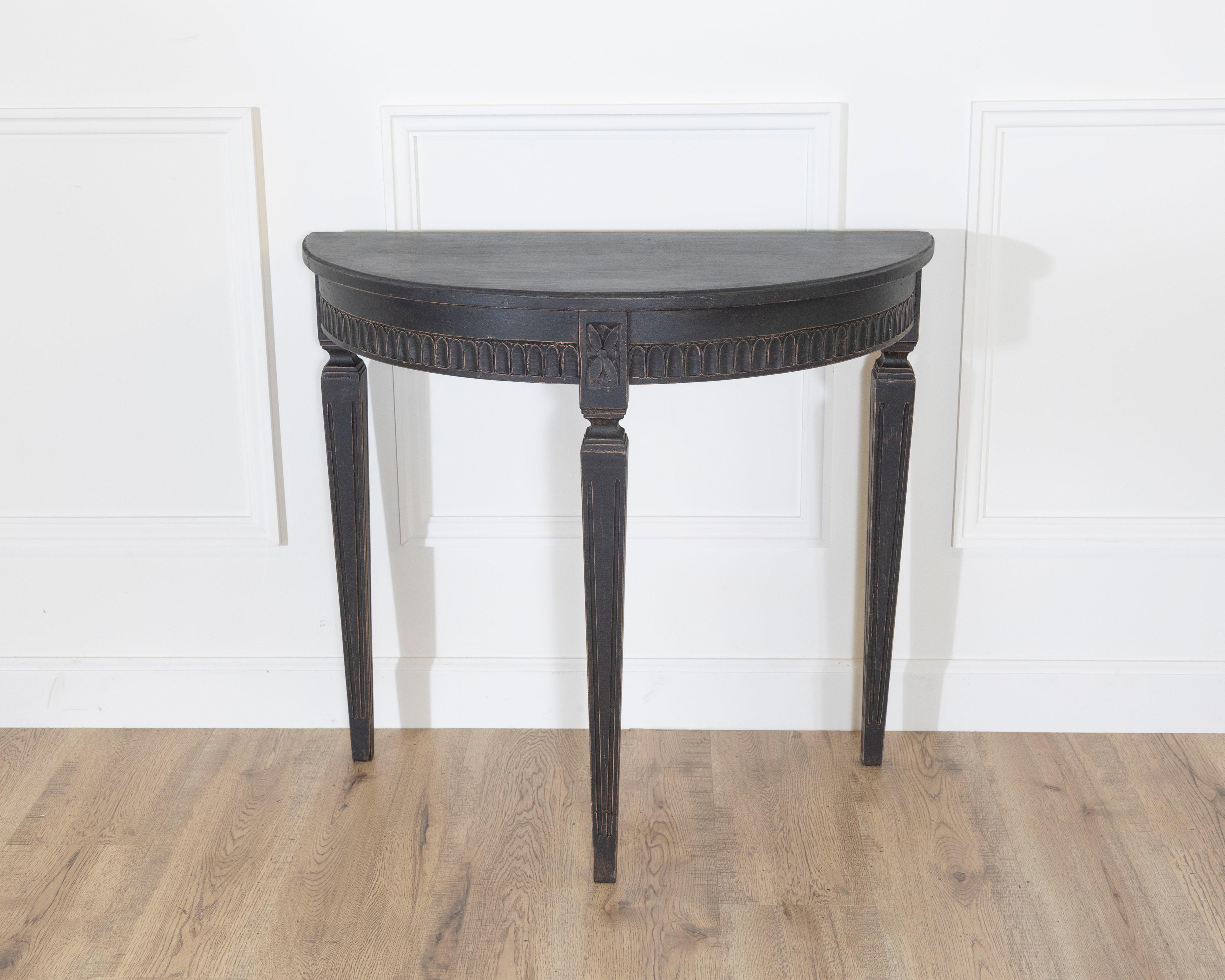 Pair of Swedish Painted Demi-Lune Consoles, ca. 1880 For Sale 1