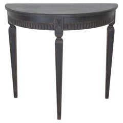Swedish Black Painted Demi-Lune Console, ca. 1880