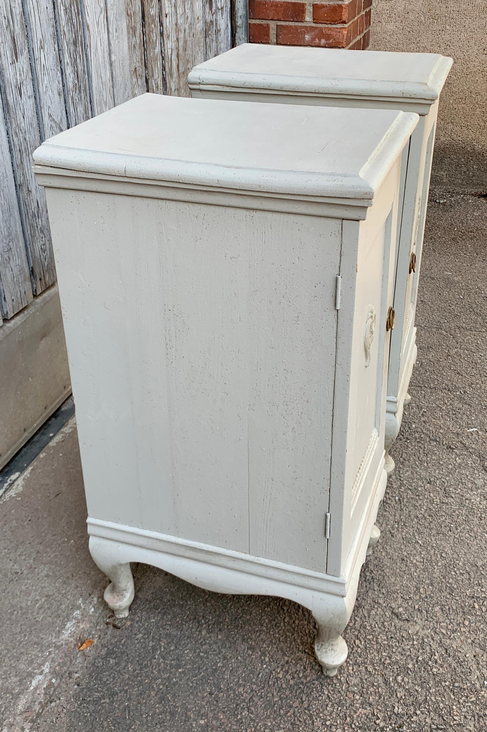Pair of Swedish Painted Rococo Style Nightstands, Circa 1930's For Sale 10
