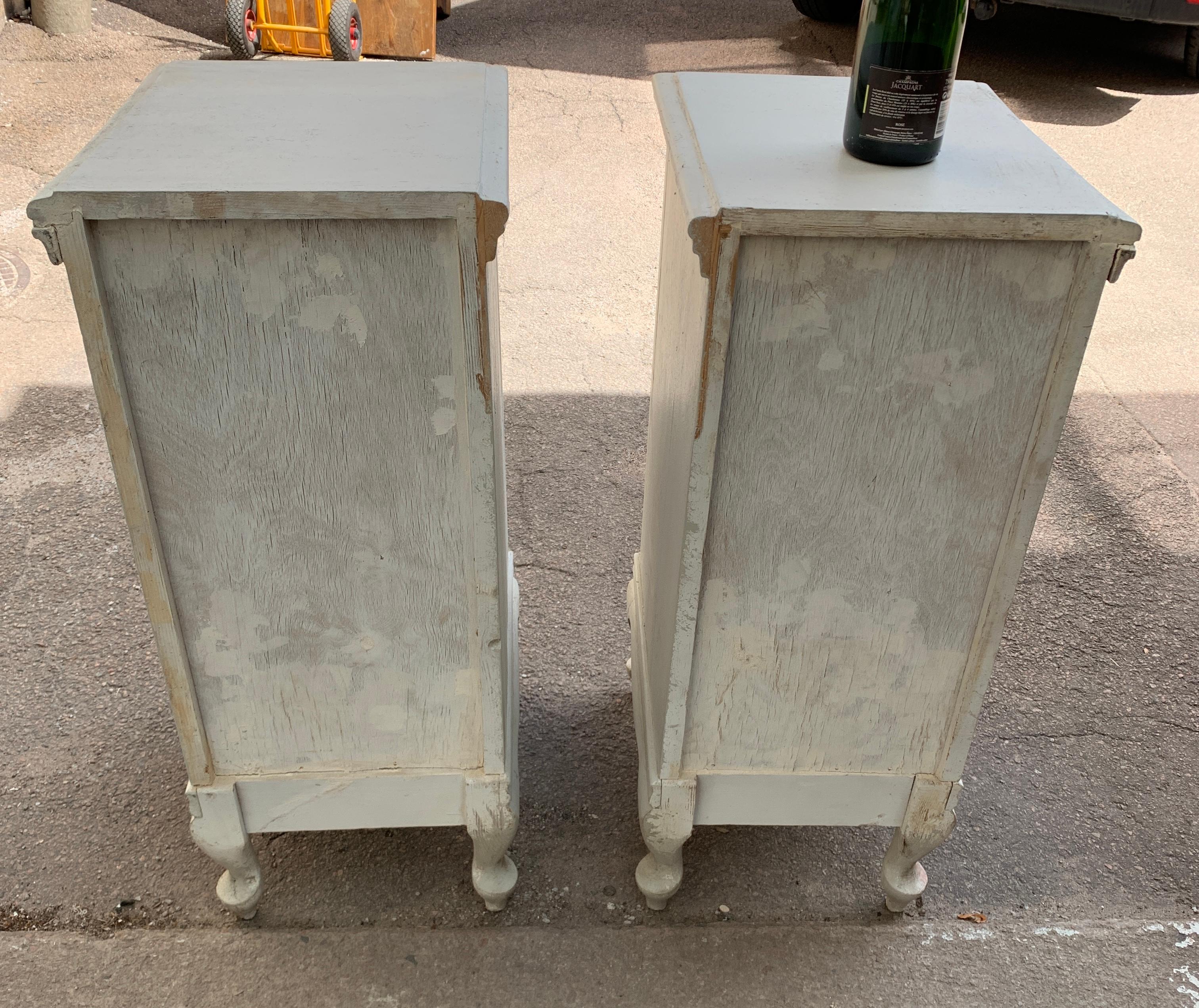 Pair of Swedish Painted Rococo Style Nightstands, Circa 1930's For Sale 12