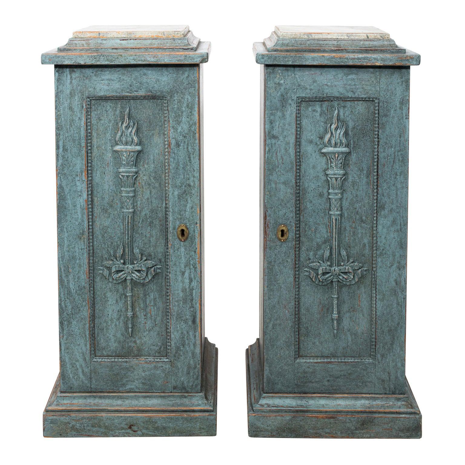 Pair of Swedish Pedestal Cabinets For Sale