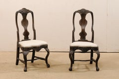 Pair of Swedish Period Rococo Carved-Wood Side Chairs, 18th Century