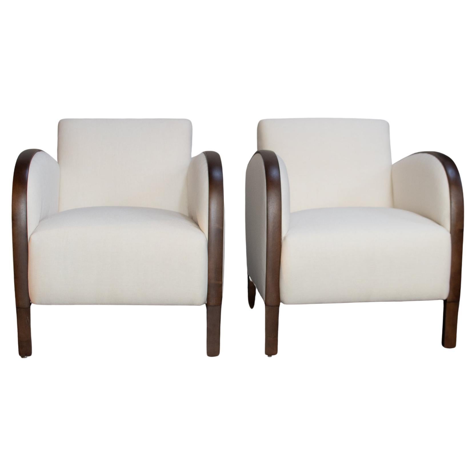 Pair of Swedish Period Vintage Art Deco Lounge Chairs - COM Ready 