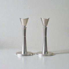 Pair of Swedish Pewter Candlesticks by GAB Guldsmedsaktiebolaget, 1940s