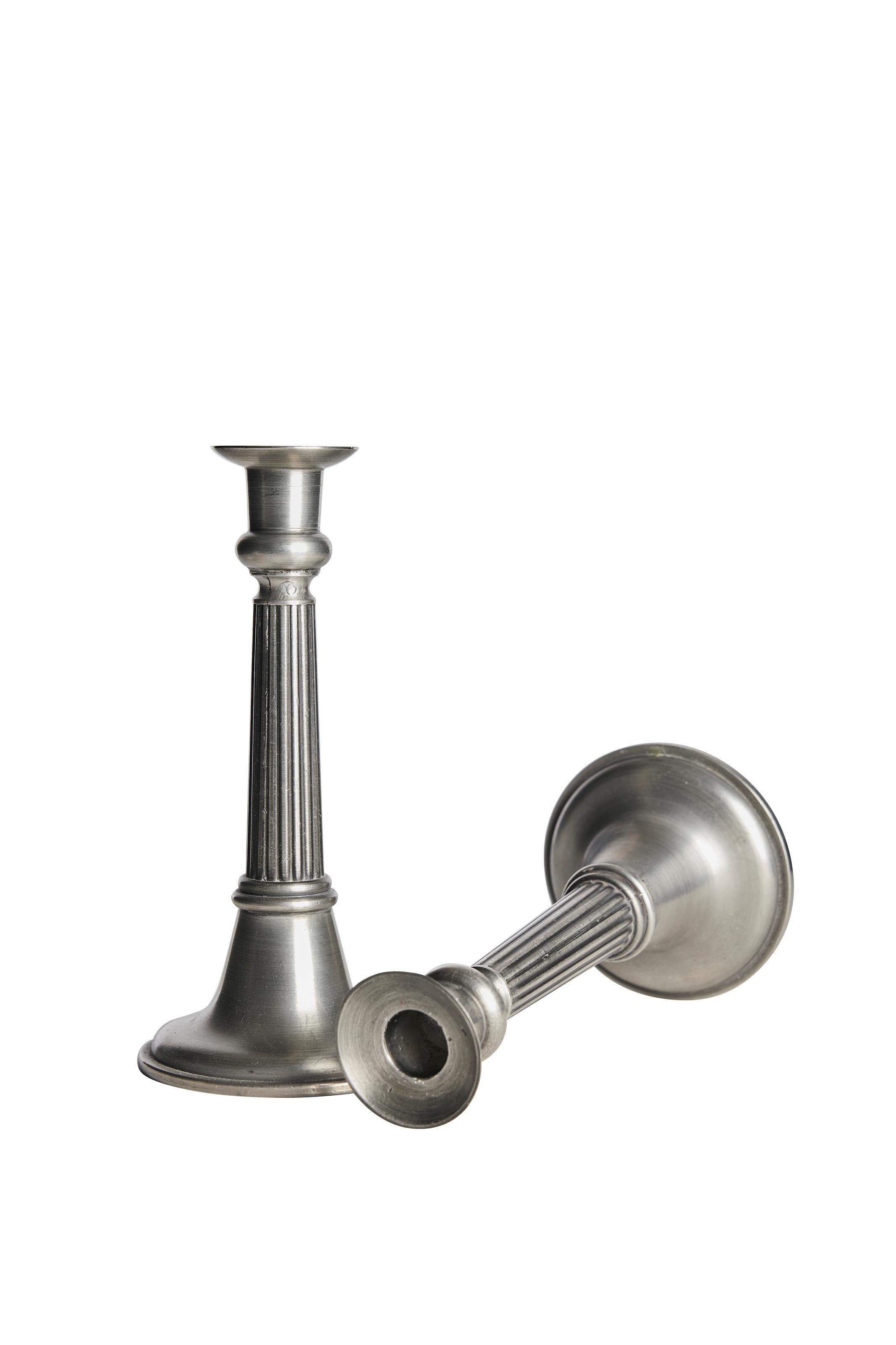 Art Déco Coppia di candelieri svedesi in peltro 