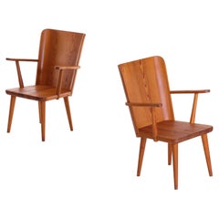 Pair of Swedish Pine Chairs by Göran Malmvall, 1950s