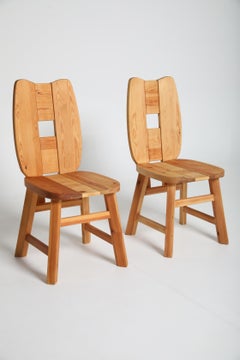 Paire de chaises de salle à manger en pin suédois, 1970