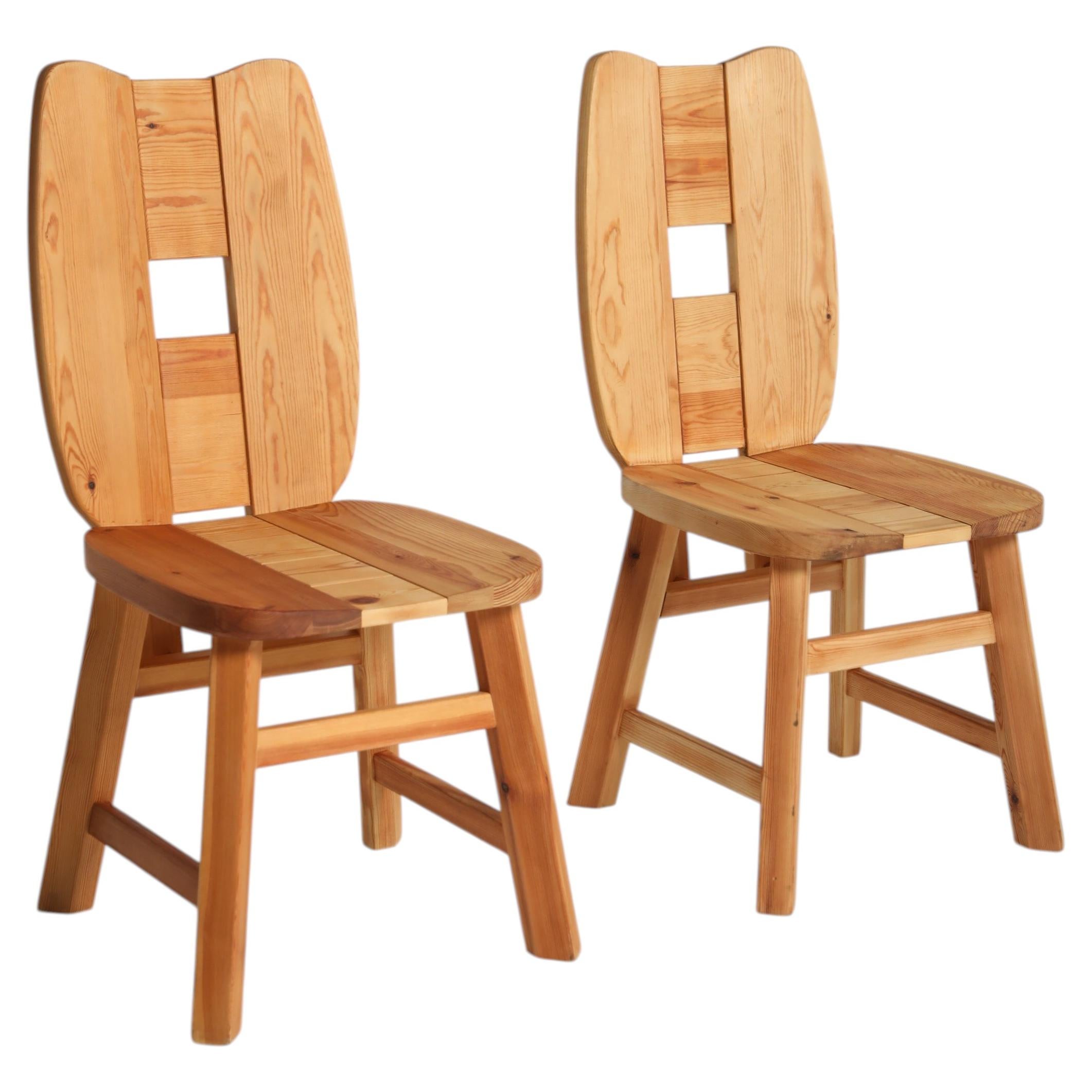 Pair of Swedish Pine Dining Chairs, 1970s