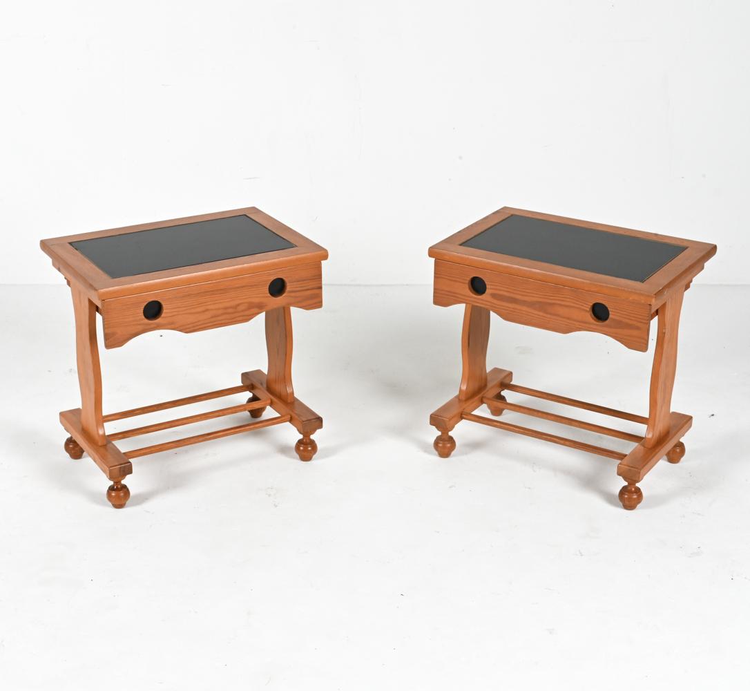 Step into a realm of rustic elegance and Scandinavian charm with this exquisite pair of Swedish Pine Nightstands. A product of the vibrant 1980s, these tables embody the perfect blend of utility and art, offering a timeless addition to your