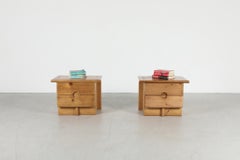 Pair of Swedish Pine Nightstands with Circular Cutout Handles