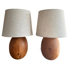 Pair of Swedish pine table lamps