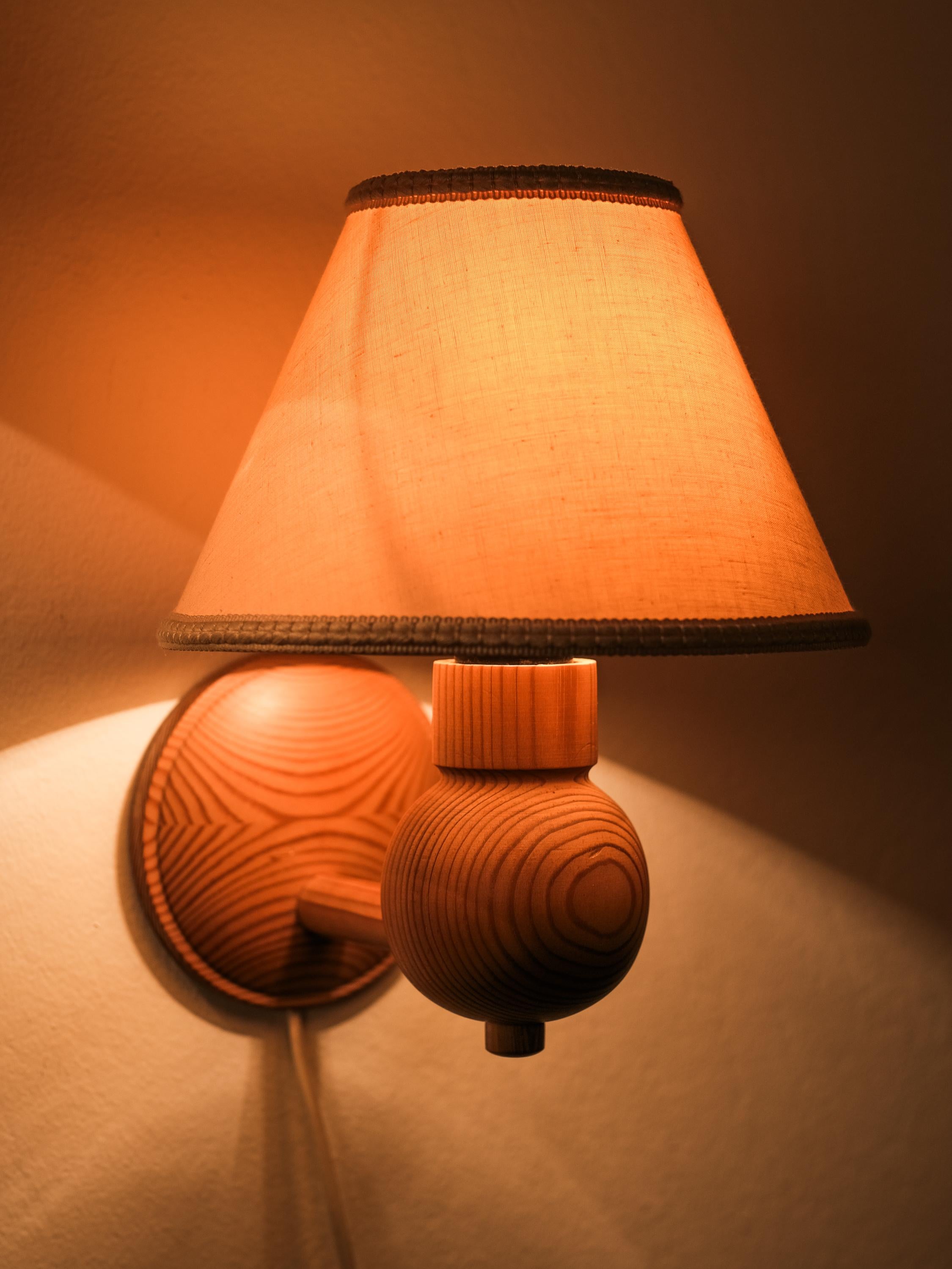 Pair of Swedish Pine Wood Wall Lamps by Aneta, Sweden, 1970s For Sale 9