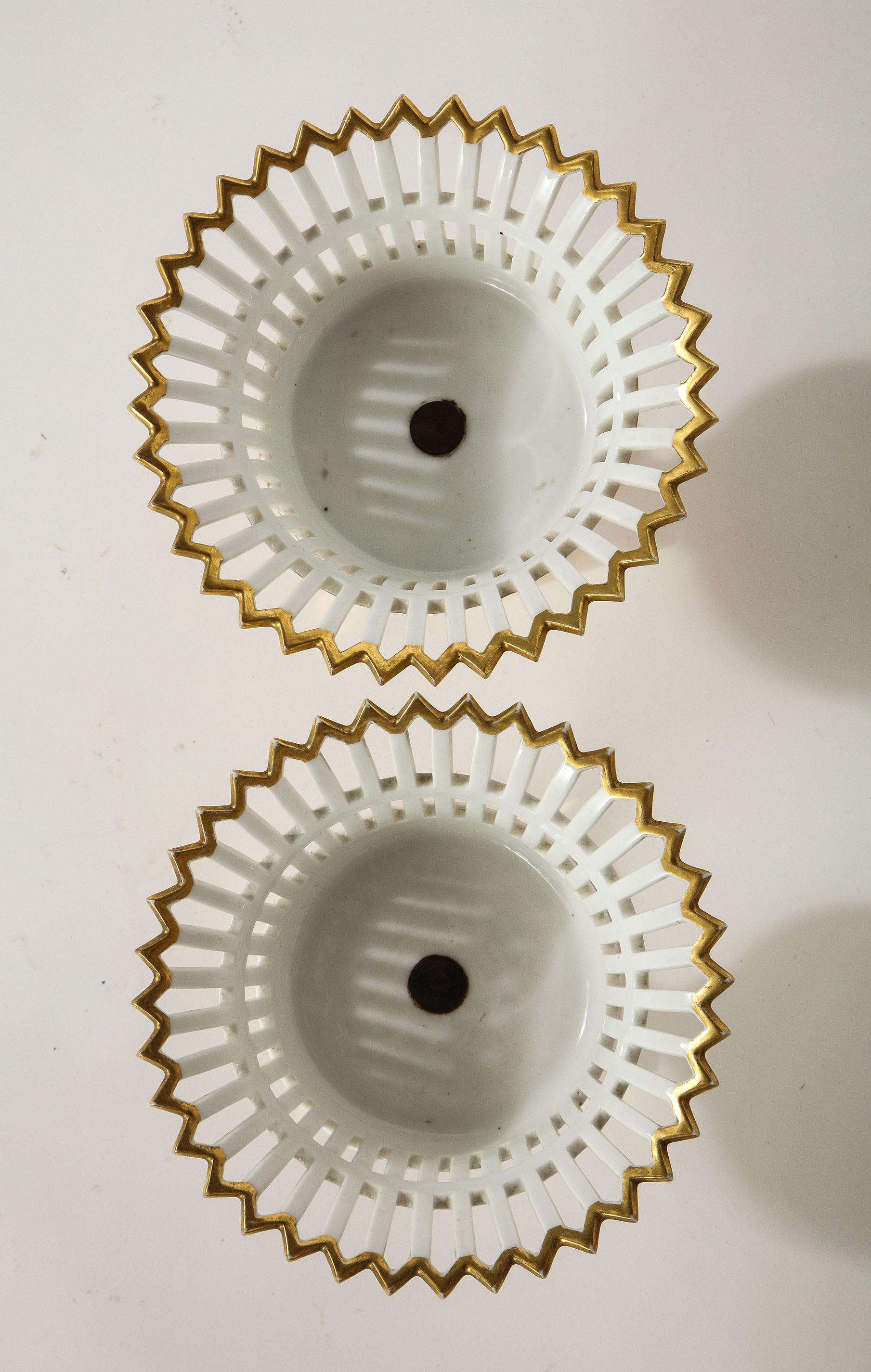 Pair of Swedish Porcelain Corbeille Vases 4