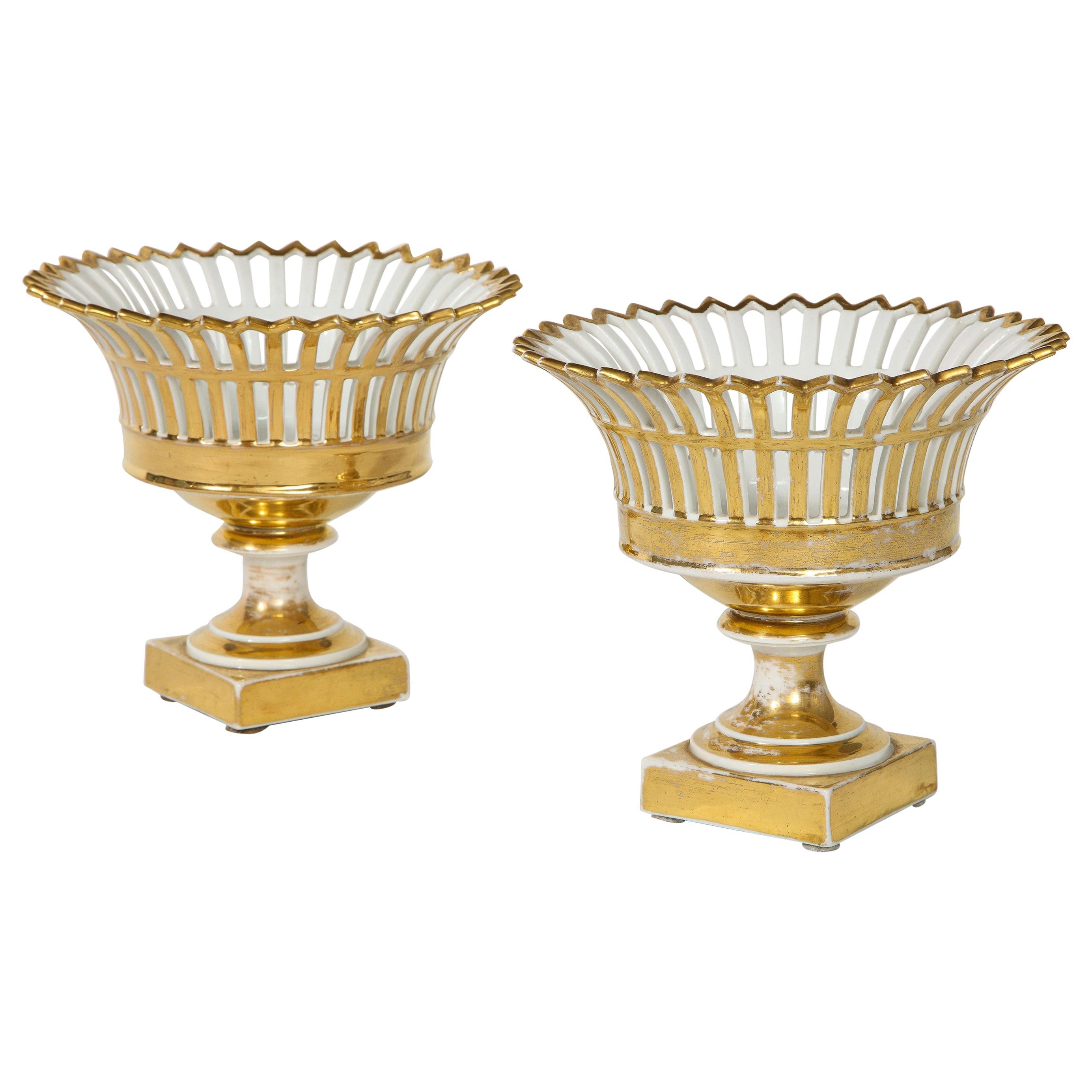 Pair of Swedish Porcelain Corbeille Vases