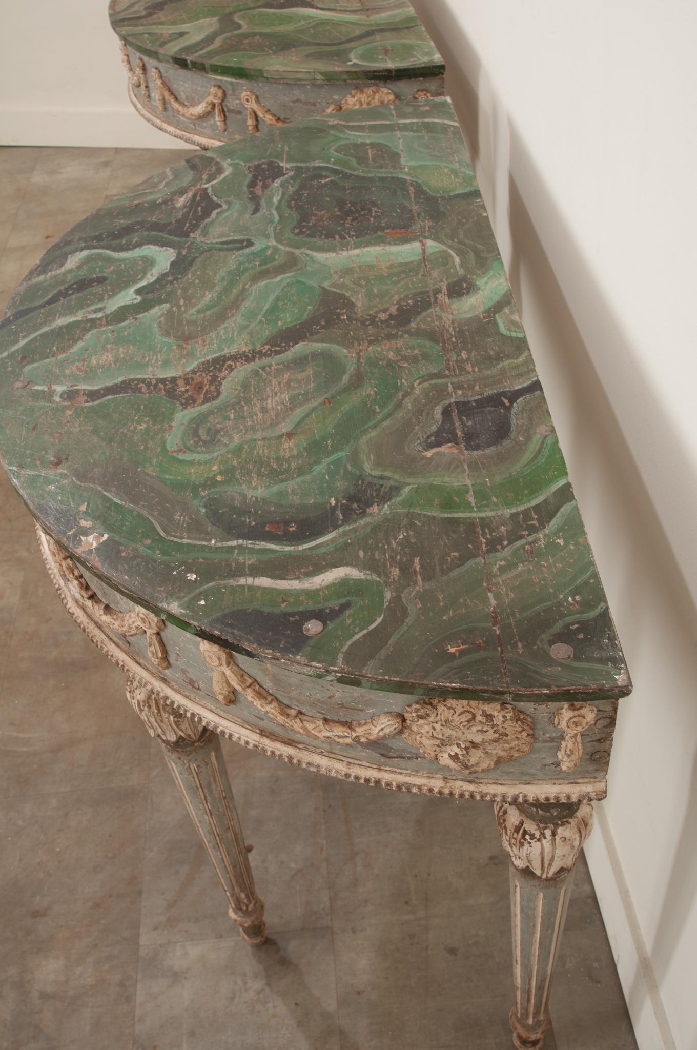 Pair of Swedish Reproduction Demilune Consoles 9