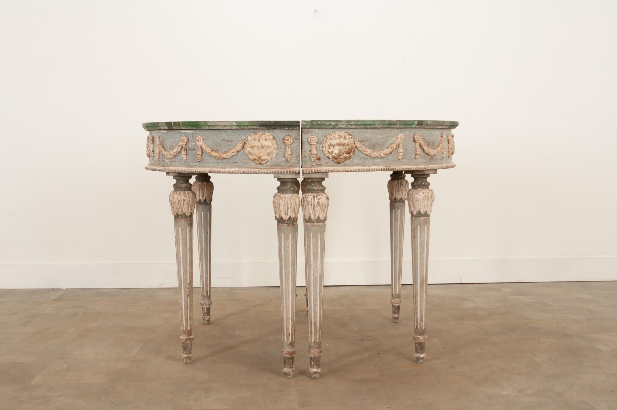 Other Pair of Swedish Reproduction Demilune Consoles