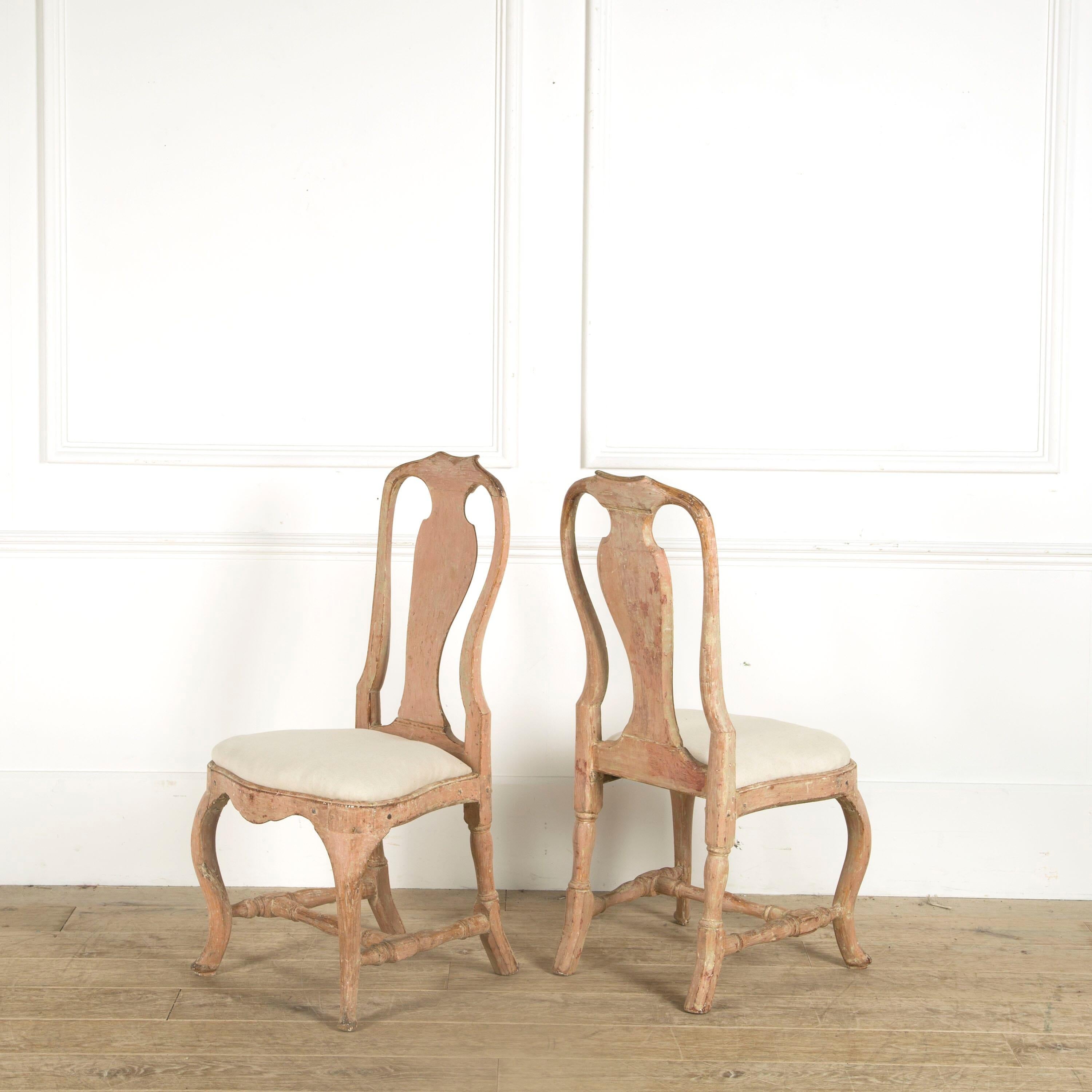 Painted Pair of Swedish Rococo Chairs