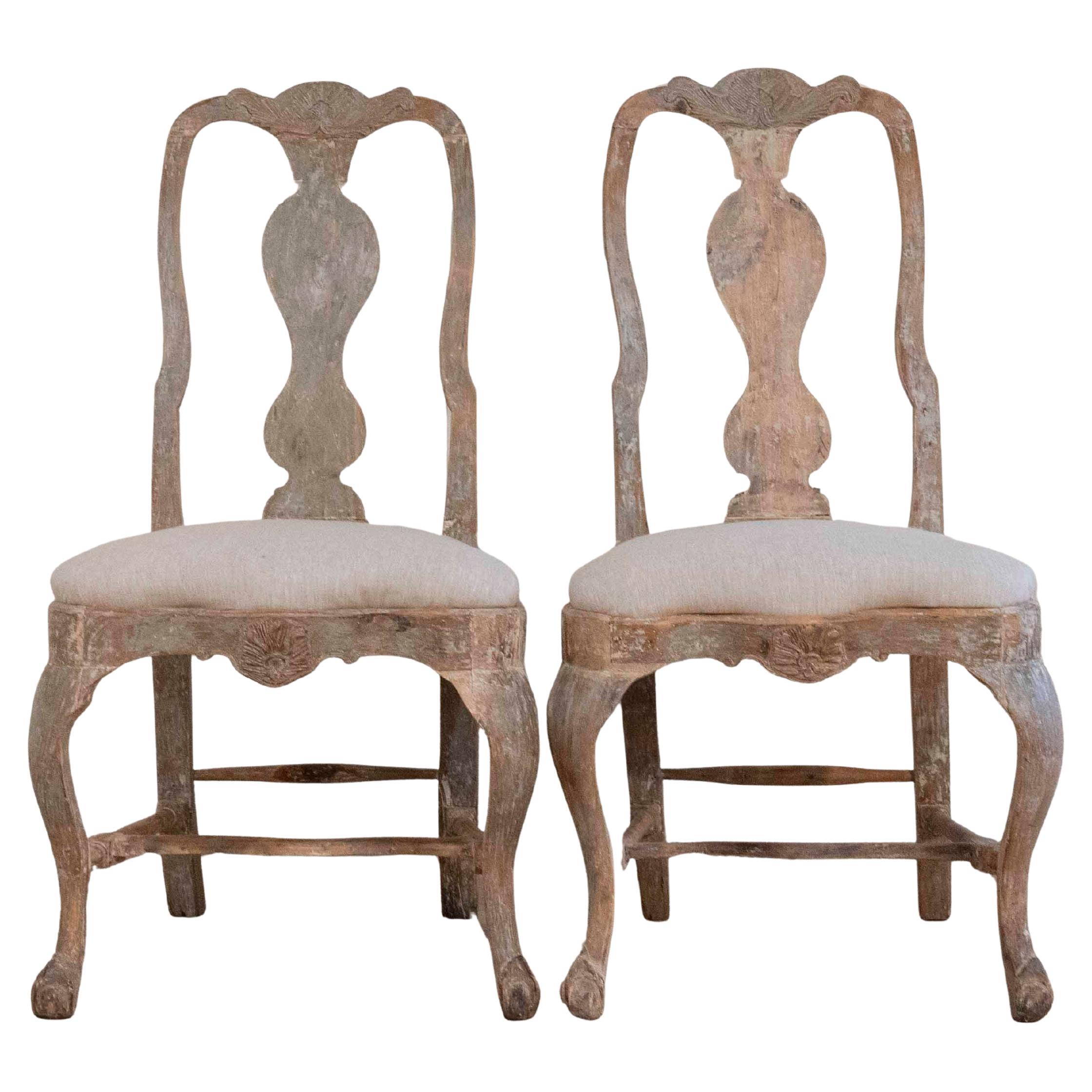 Pair of Swedish Rococo Chairs from Lindome, Circa 1770