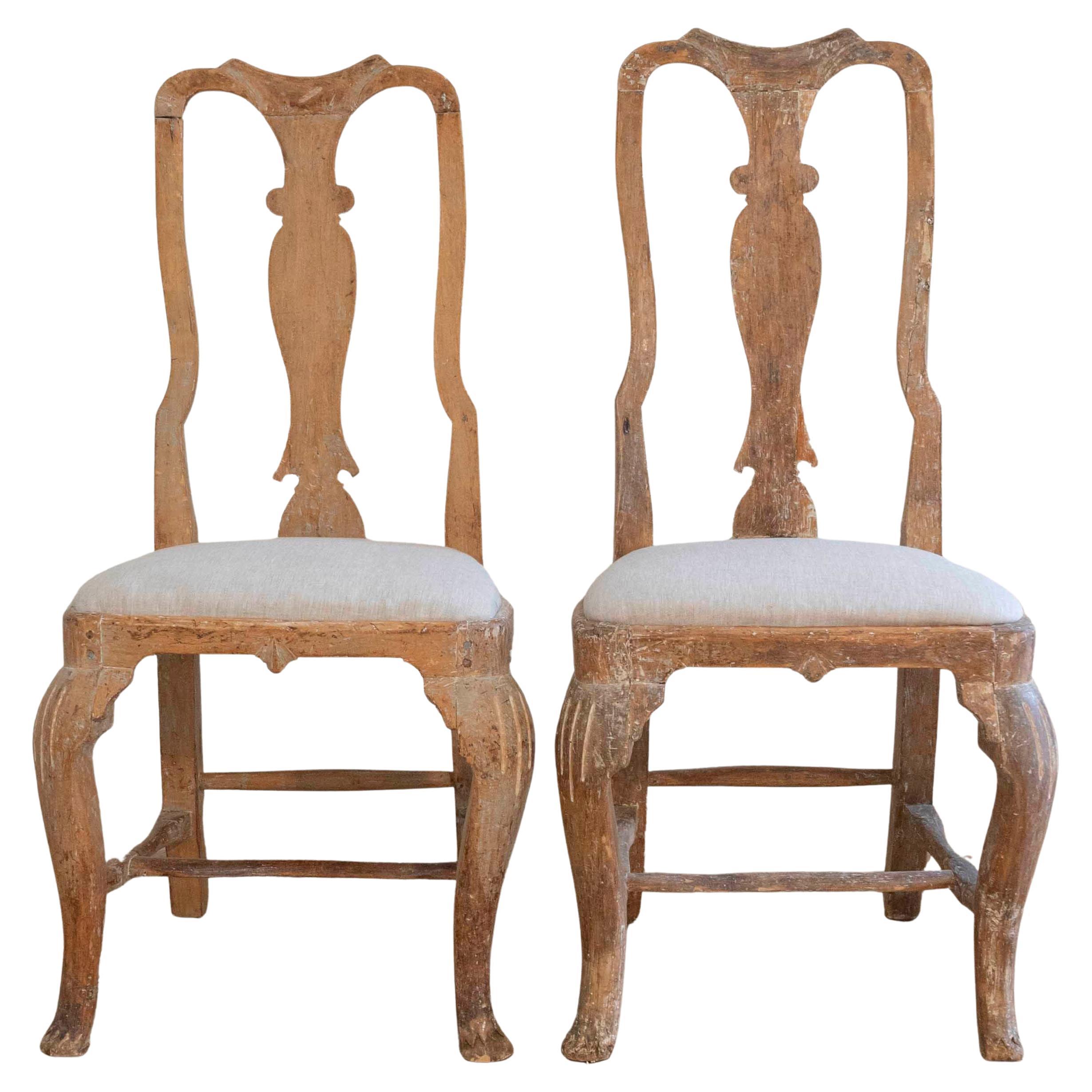 Pair of Swedish Rococo Chairs with Traces of Original Paint, Circa 1770