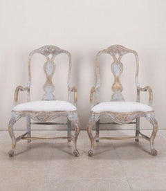 Pair of Swedish Rococo Period Armchairs