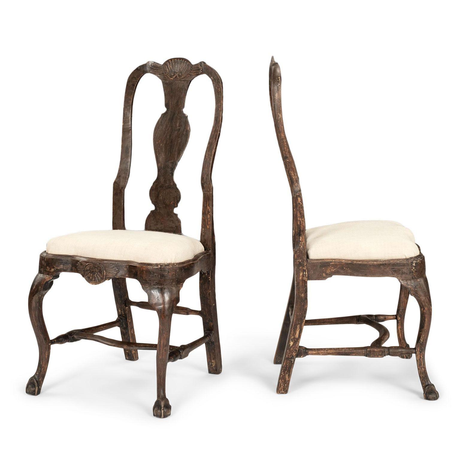 Pair of Swedish Rococo Period Chairs For Sale 5