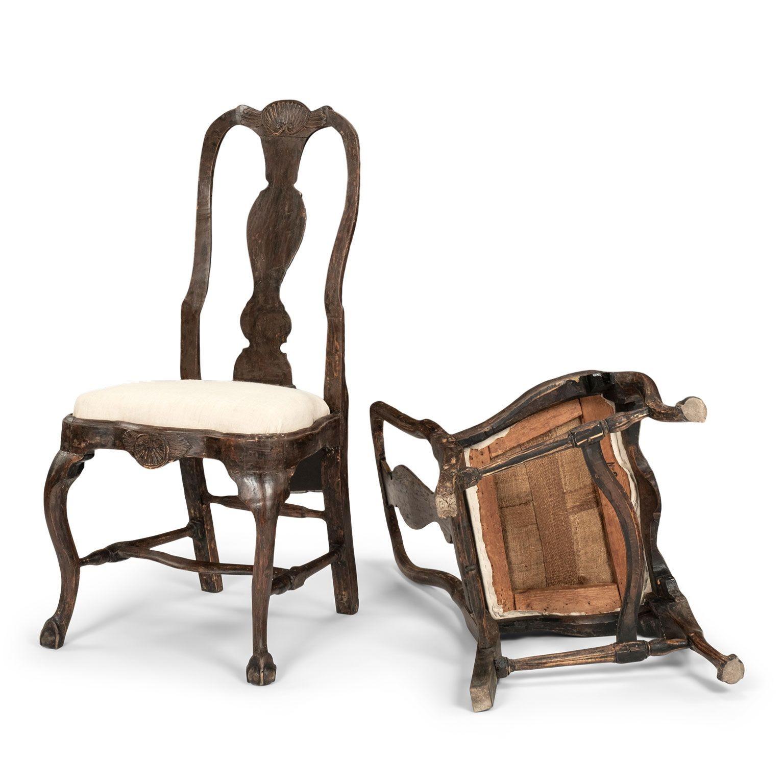 Schwedisches Paar Stühle aus der Rokoko-Periode im Angebot 8