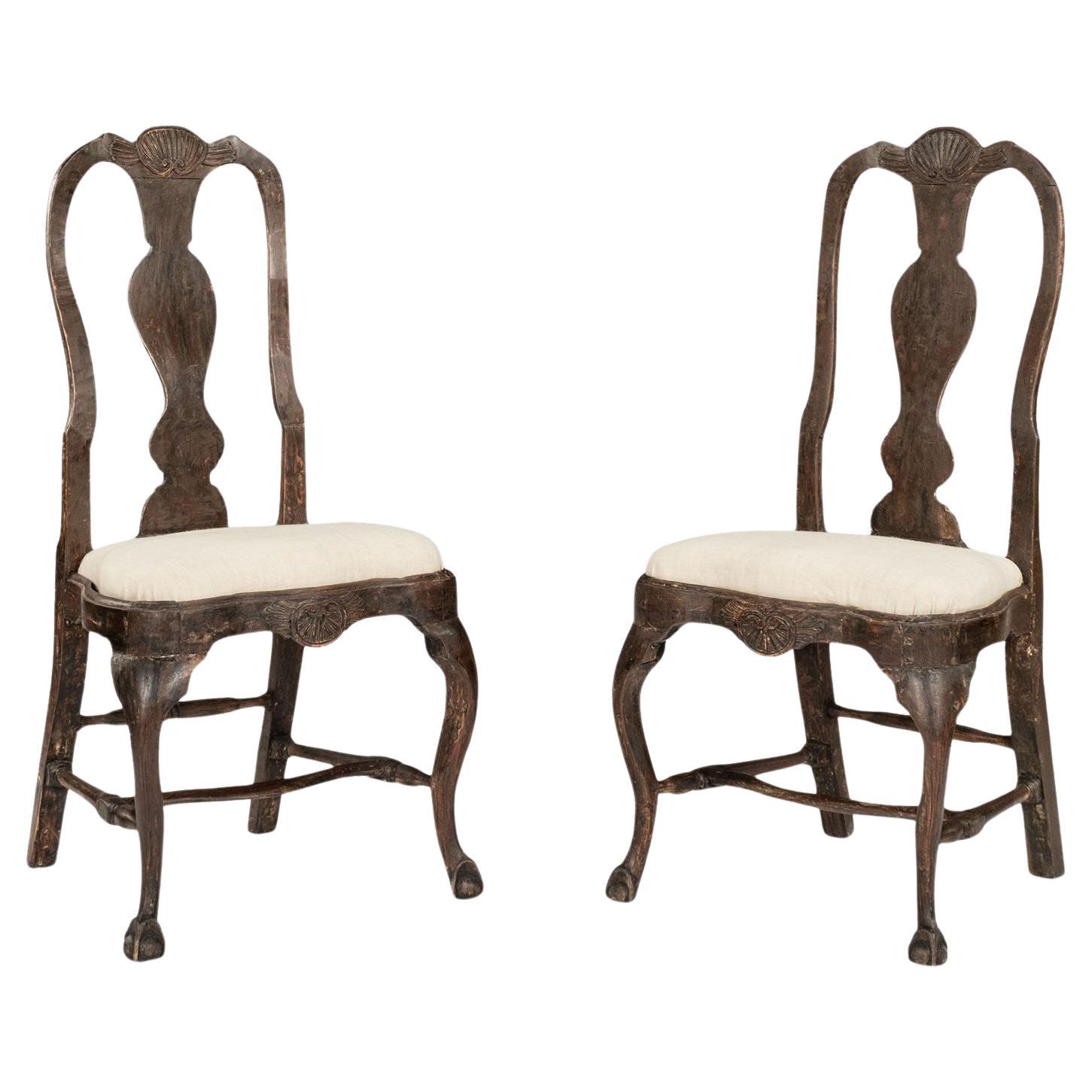 Pair of Swedish Rococo Period Chairs For Sale