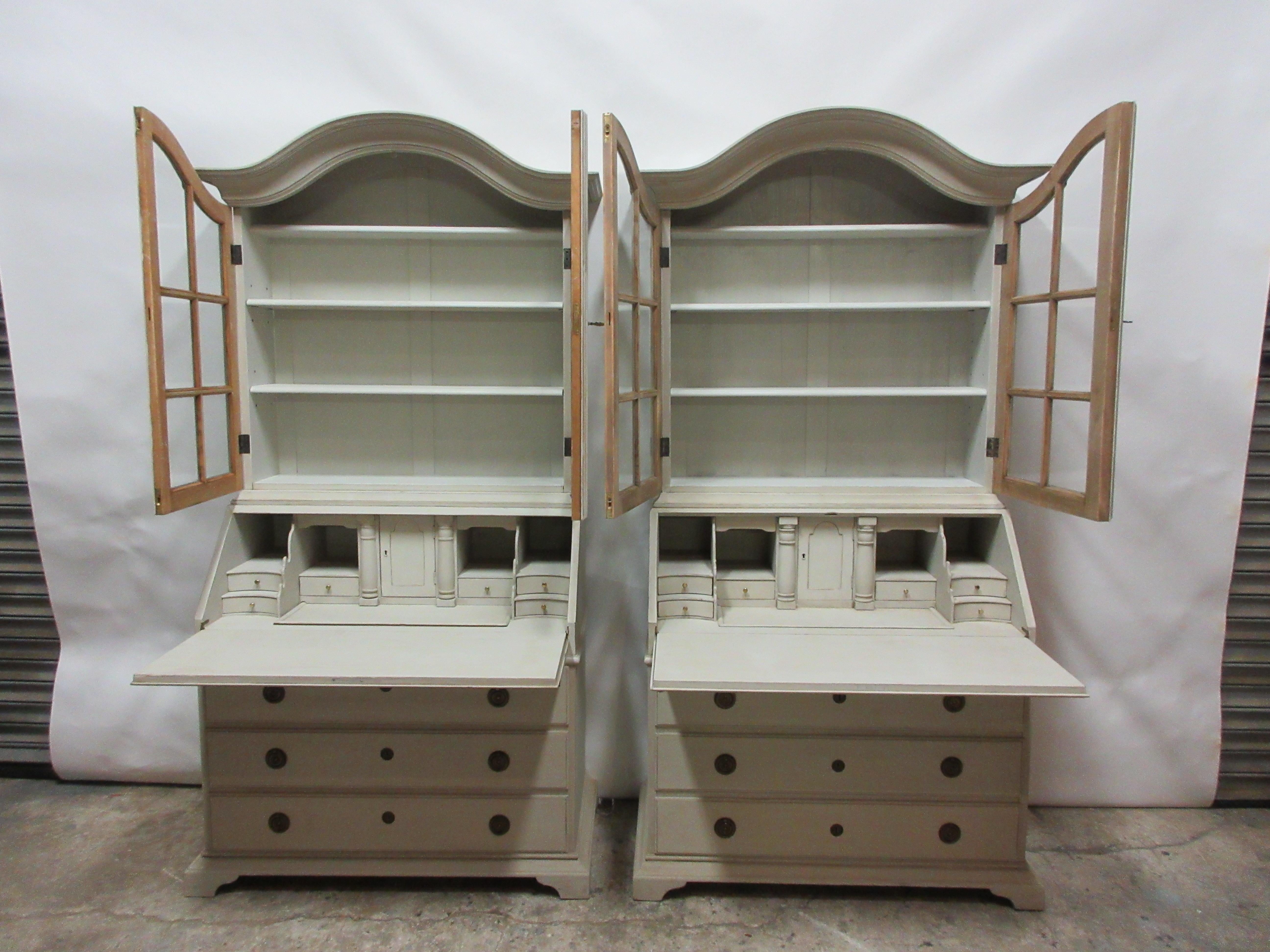 Pair of Swedish Rococo Secretary Hutches 1