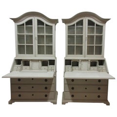 Vintage Pair of Swedish Rococo Secretary Hutches