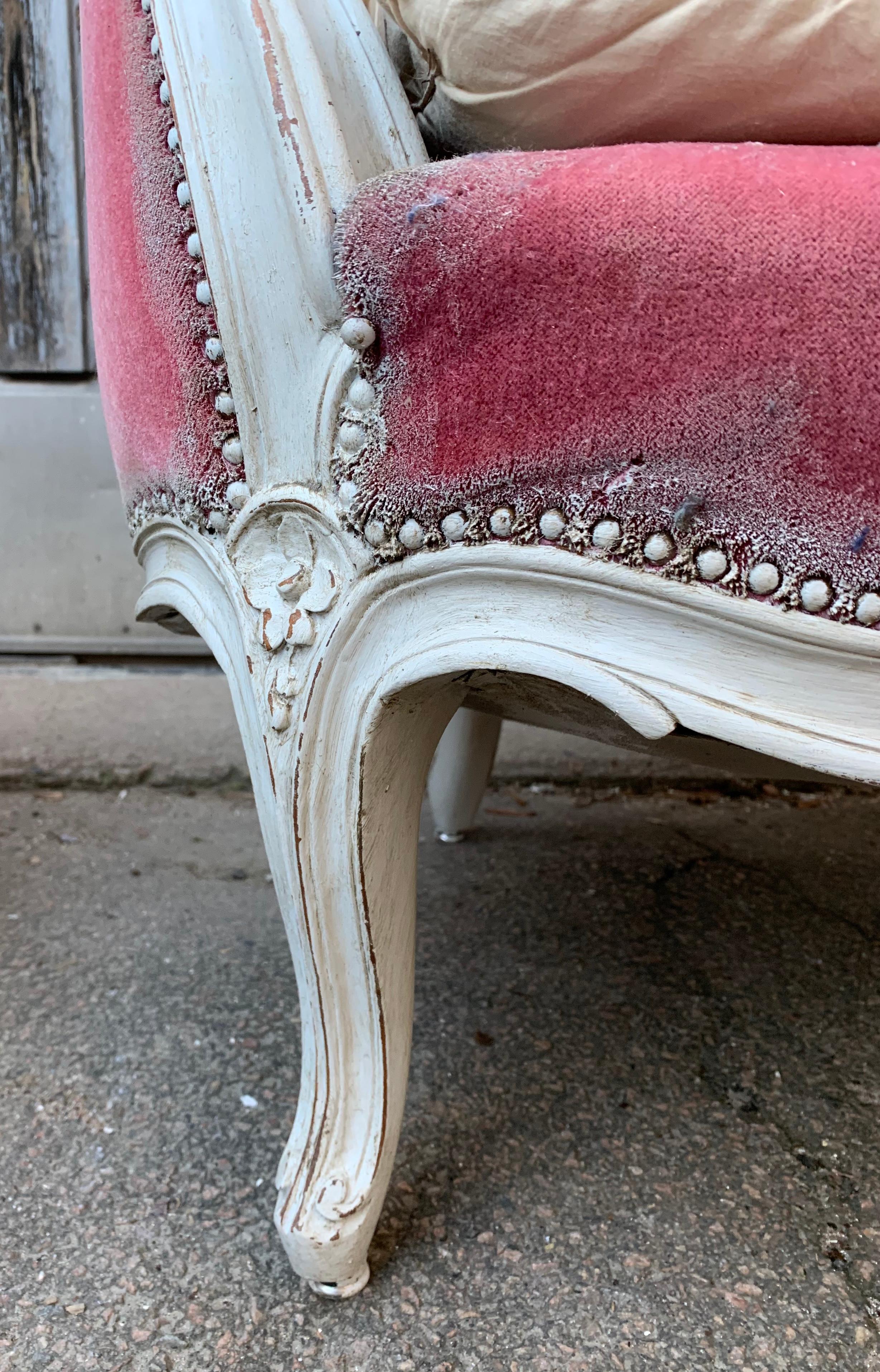 Pair of Swedish White Painted Bergère Armchairs, Rococo Style 8