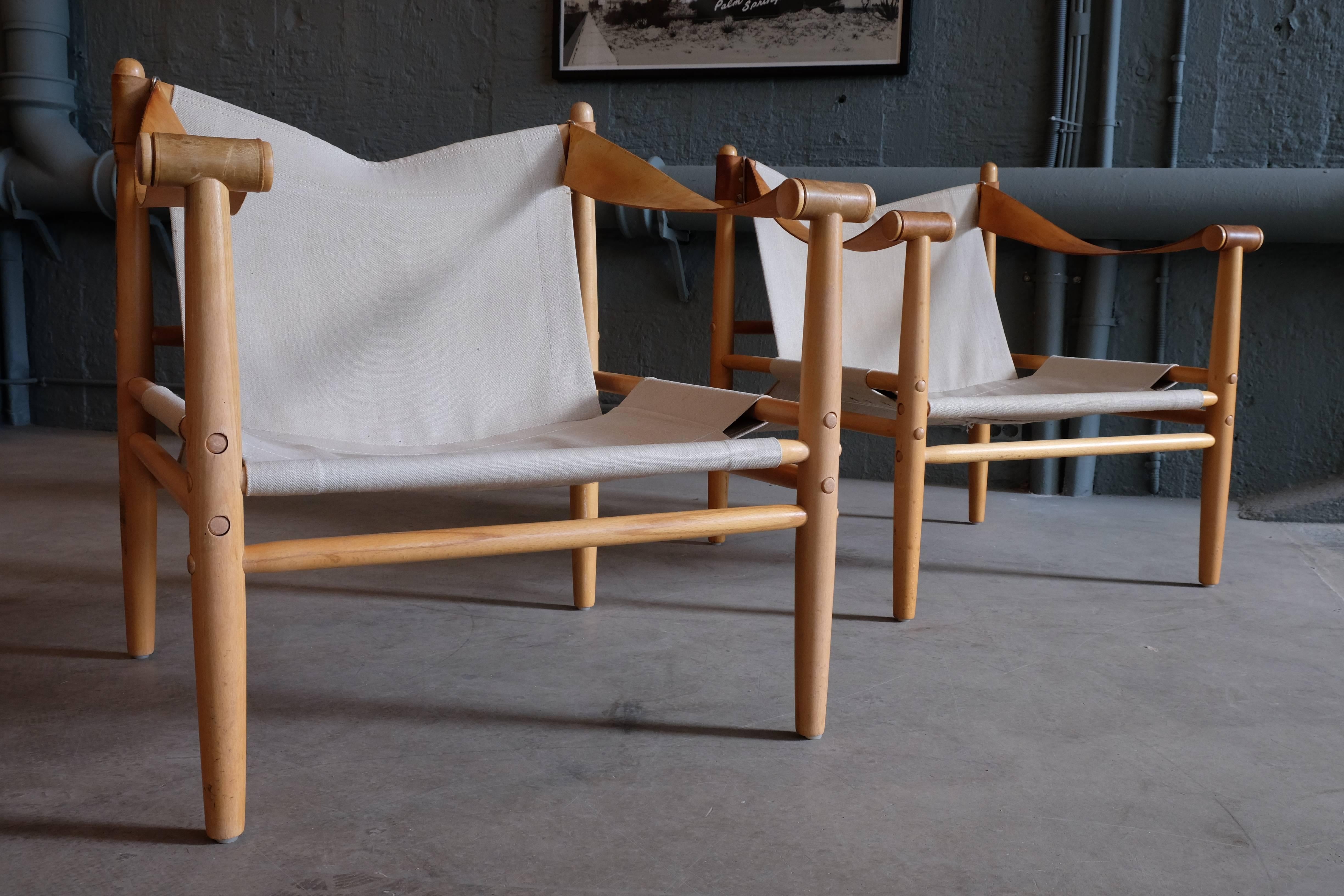 Mid-20th Century Pair of Swedish Safari Chairs by Gärsnäs, 1960s