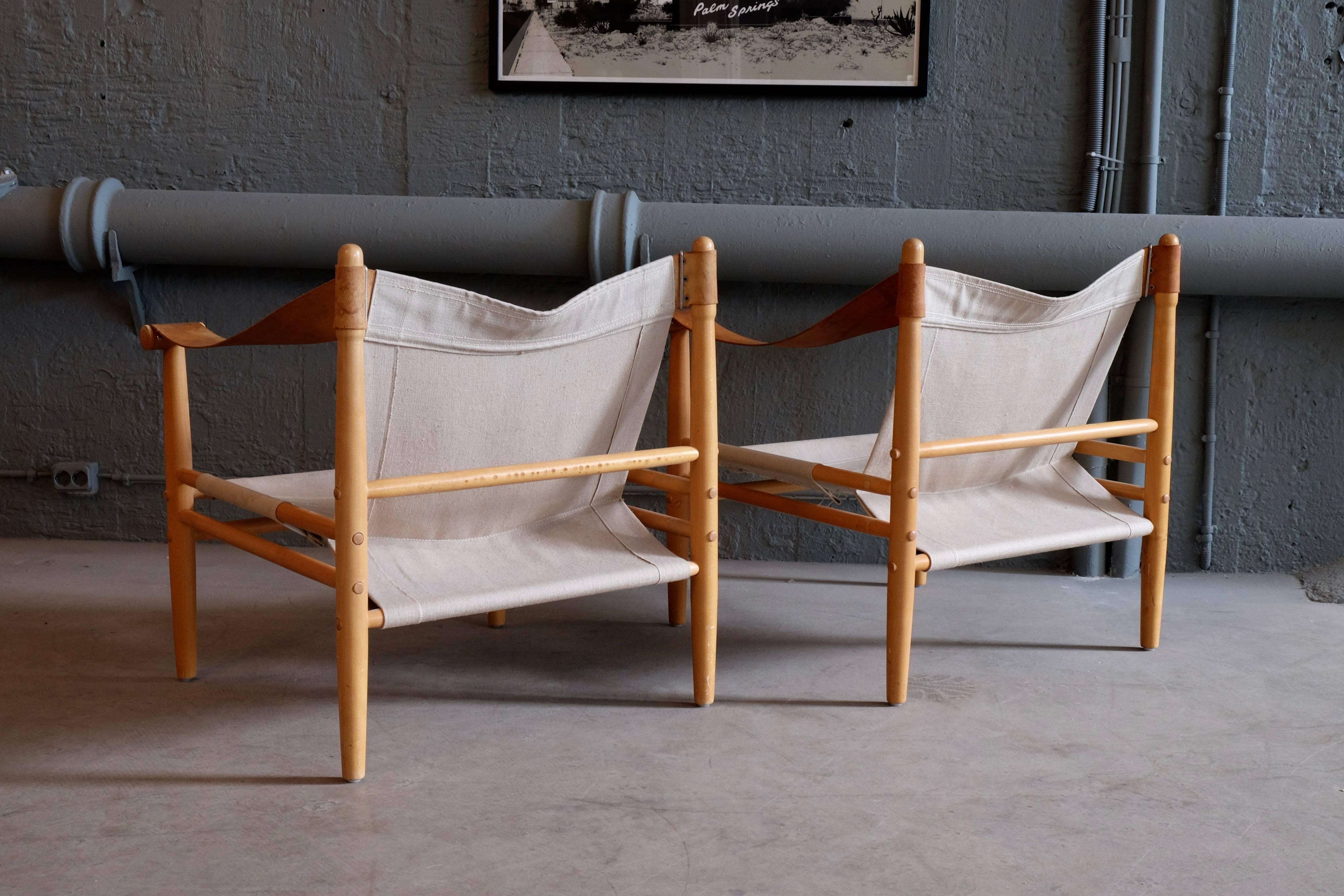 Leather Pair of Swedish Safari Chairs by Gärsnäs, 1960s