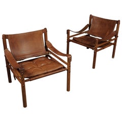 Pair of Swedish Safari Chairs, Model Sirocco Designed by Arne Norell, circa 1960