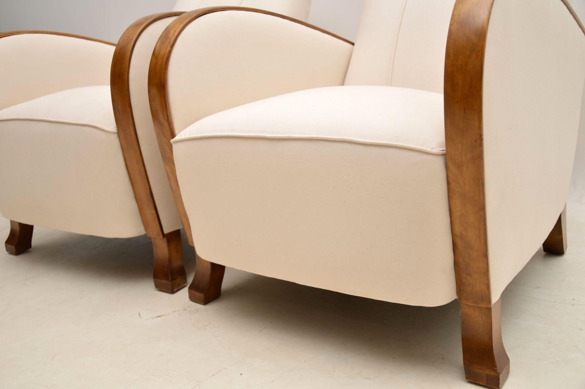 Pair of Swedish Satin Birch Art Deco Armchairs 2