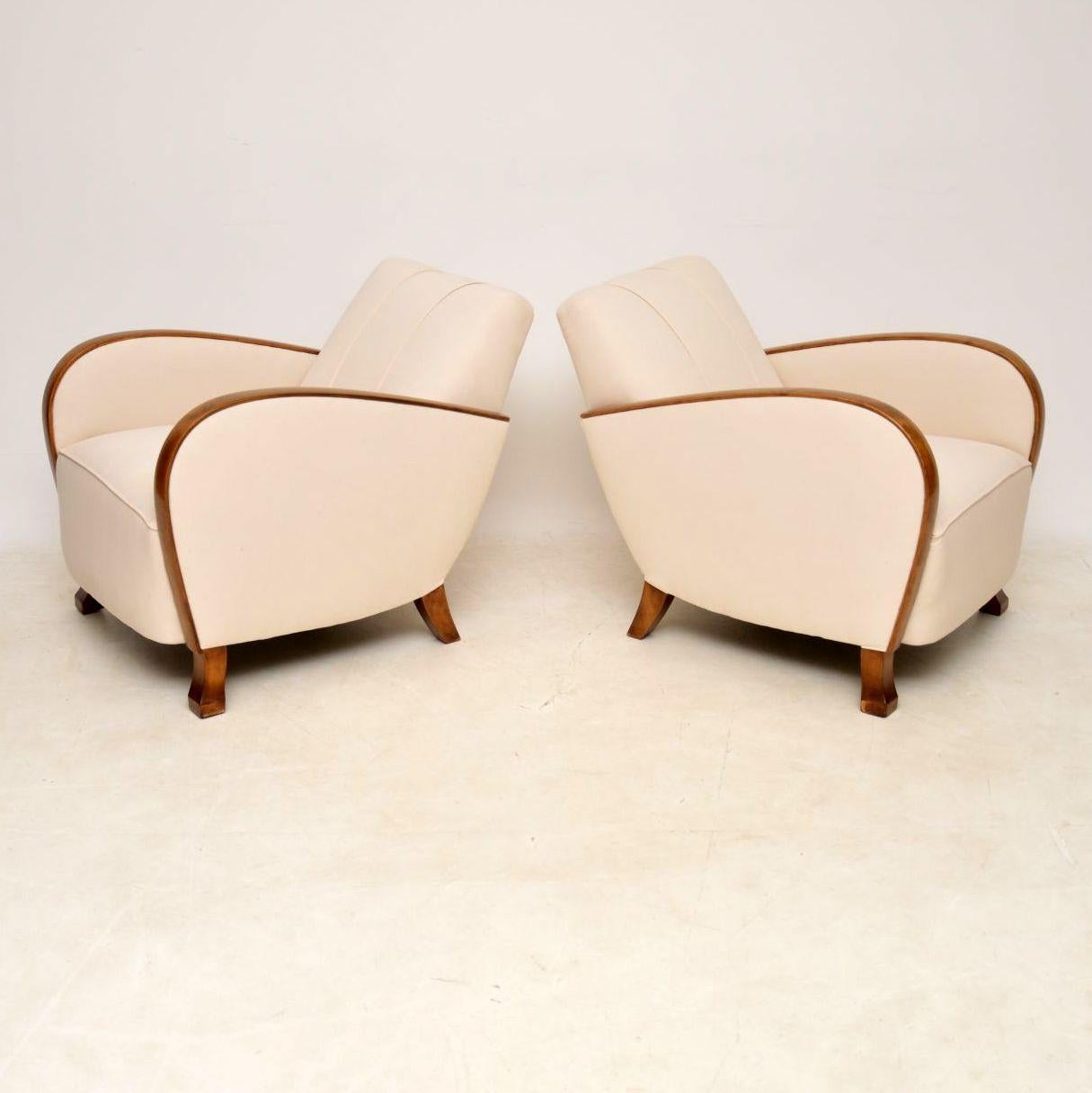 Pair of Swedish Satin Birch Art Deco Armchairs 3