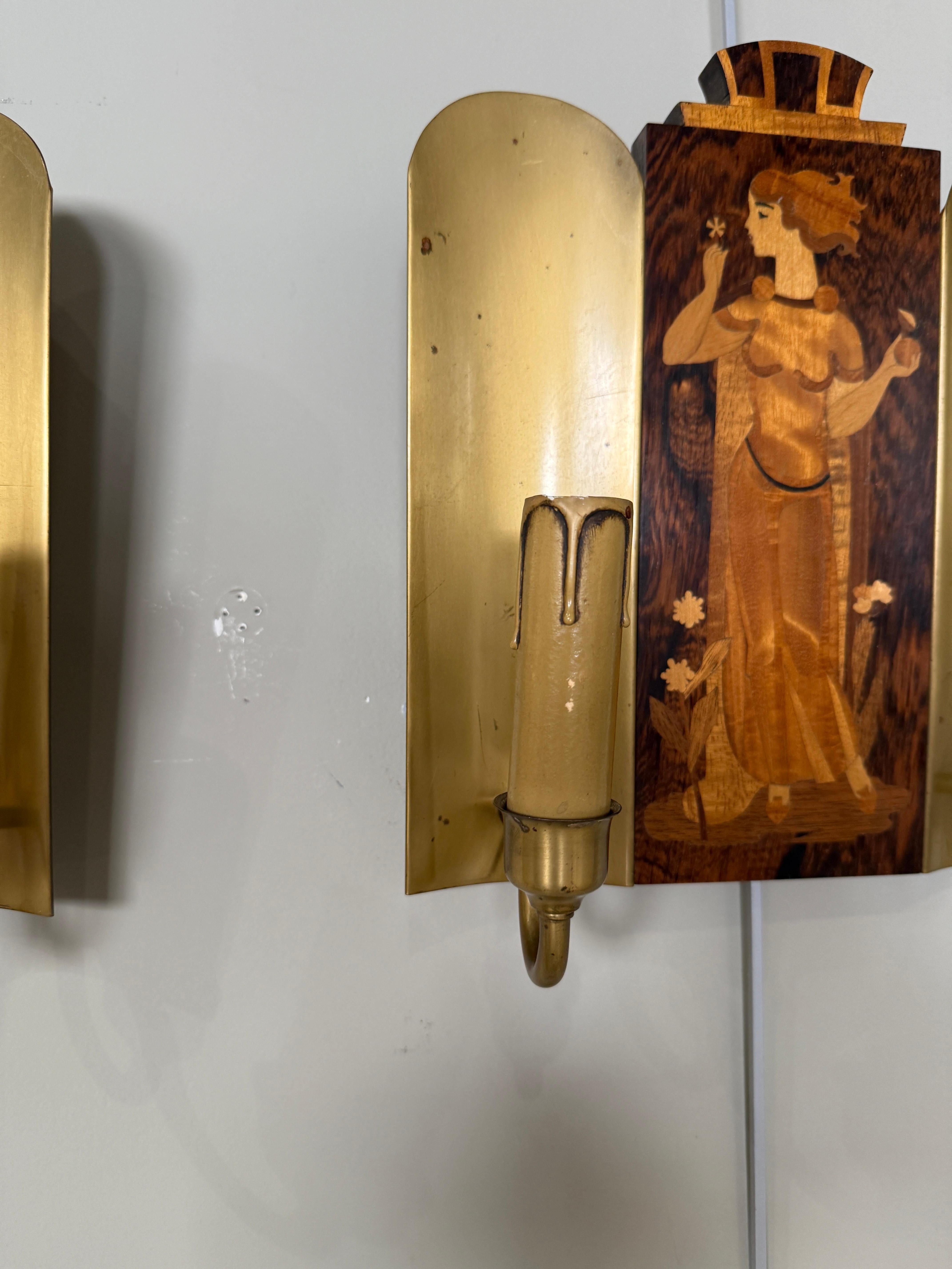 Mid-Century Modern Pair of Swedish sconces Birger Ekman circa 1930 For Sale
