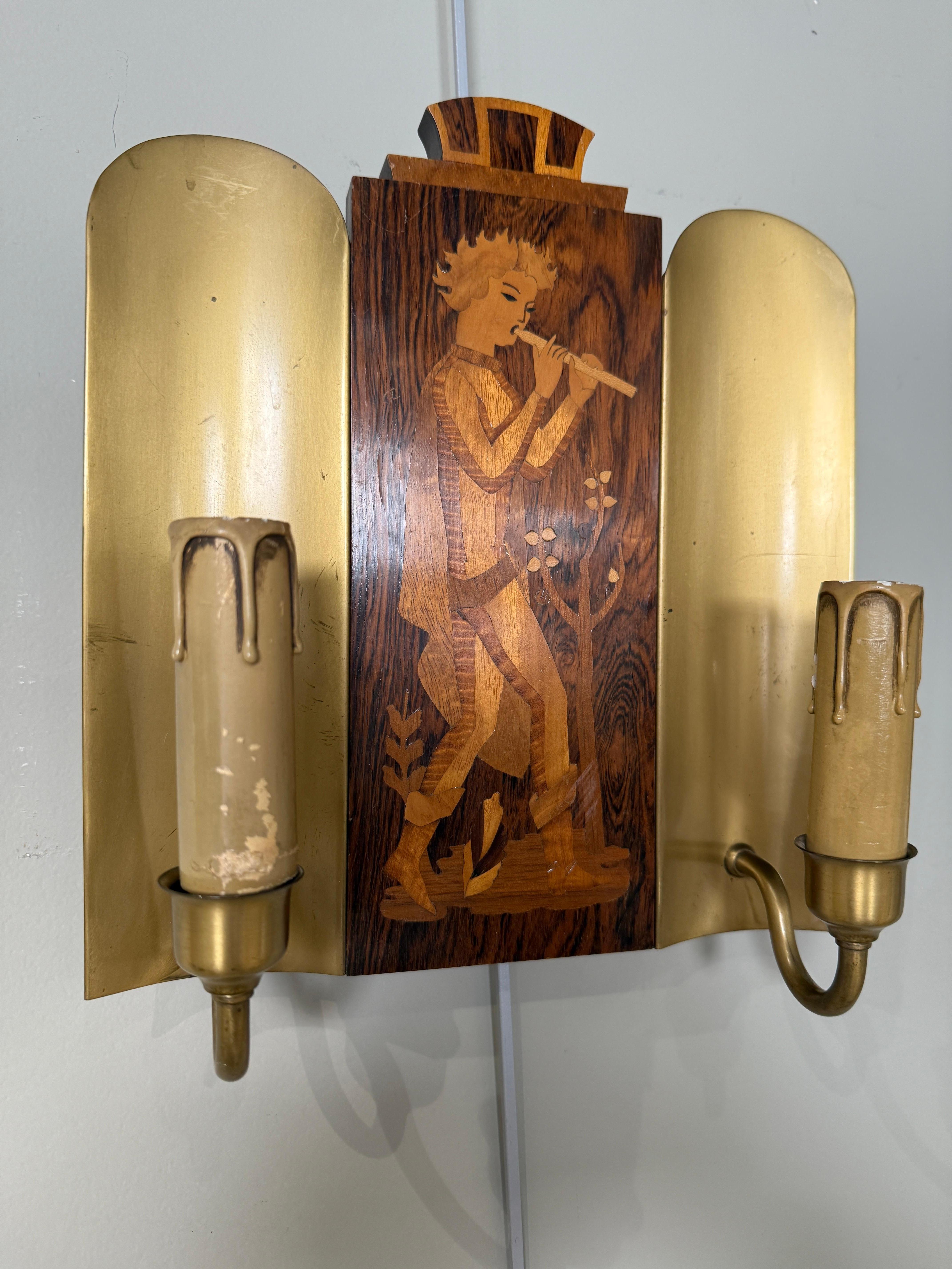 Mid-20th Century Pair of Swedish sconces Birger Ekman circa 1930 For Sale
