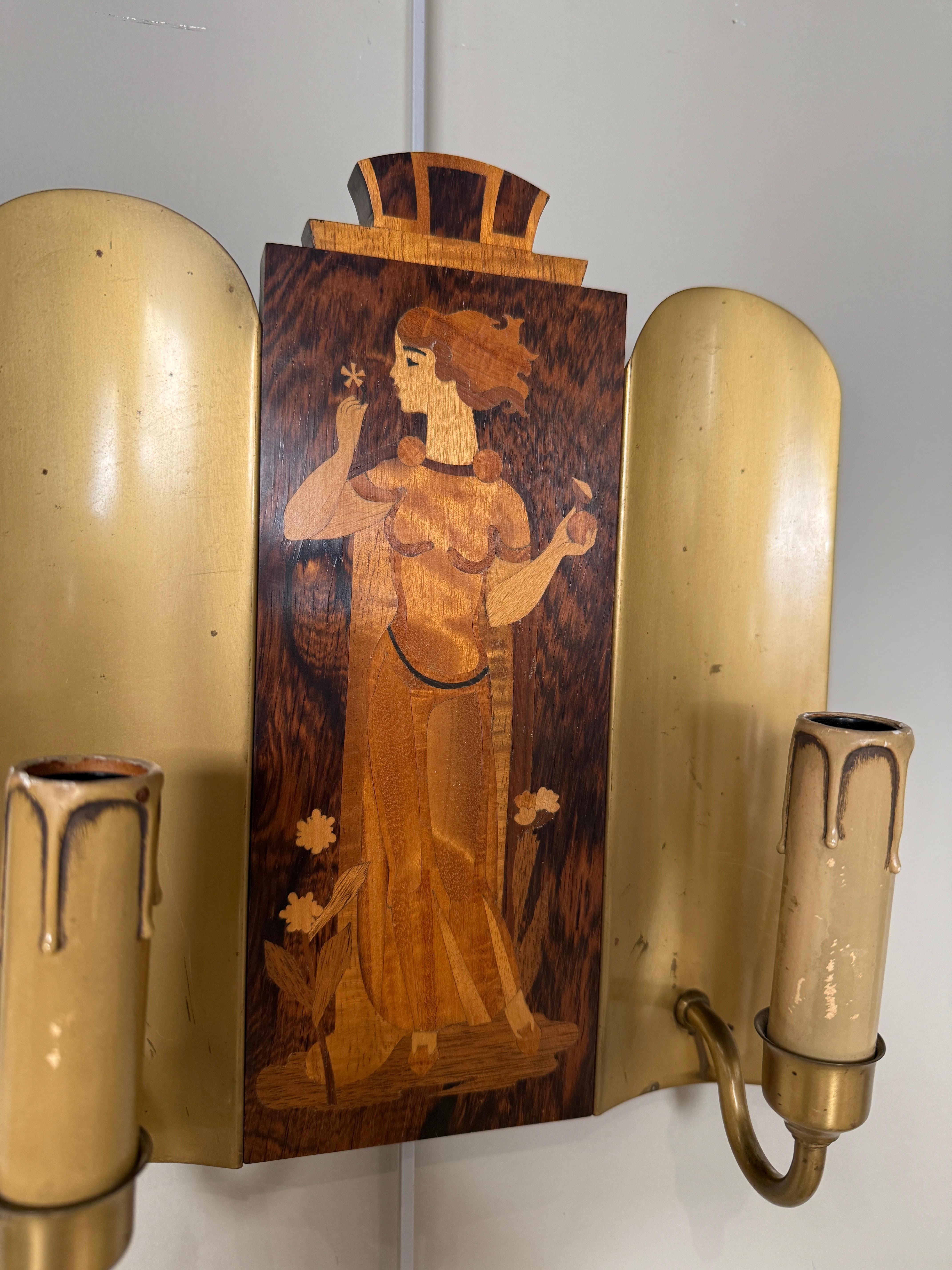 Brass Pair of Swedish sconces Birger Ekman circa 1930 For Sale