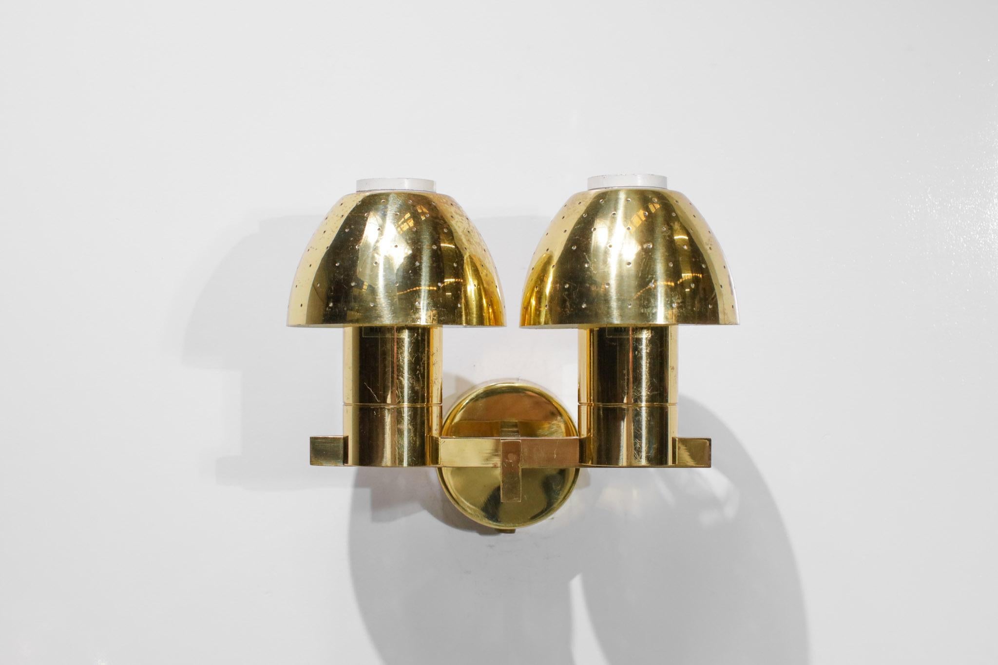 Pair of Swedish Sconces by Hans Agne Jakobsson Model B221 Brass, 1960's 12