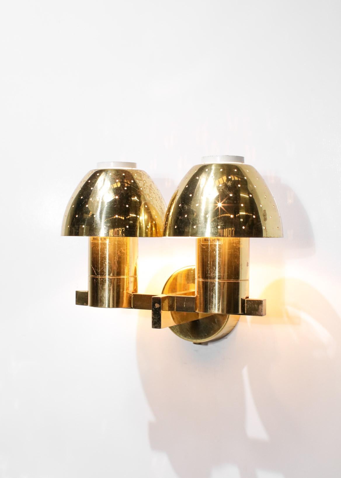 Pair of Swedish Sconces by Hans Agne Jakobsson Model B221 Brass, 1960's 2