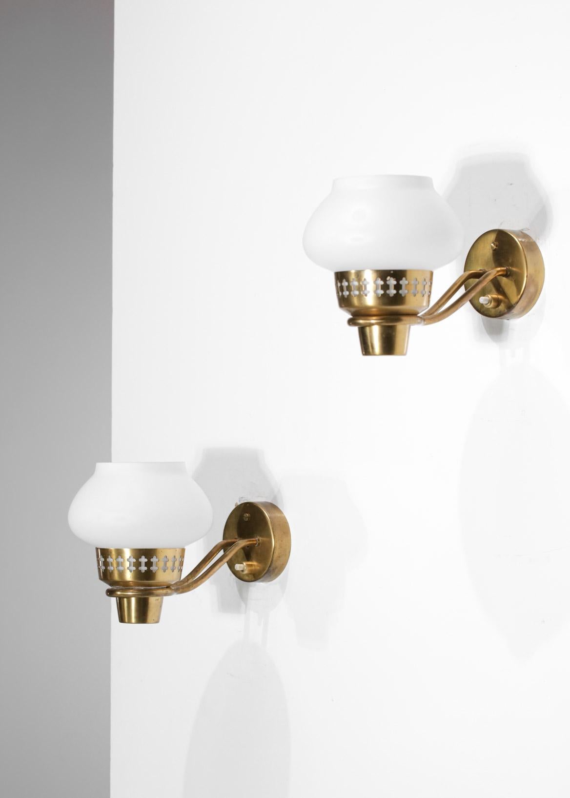 Mid-Century Modern Pair of Swedish Sconces by Hans Bergström for ASEA 60s G203