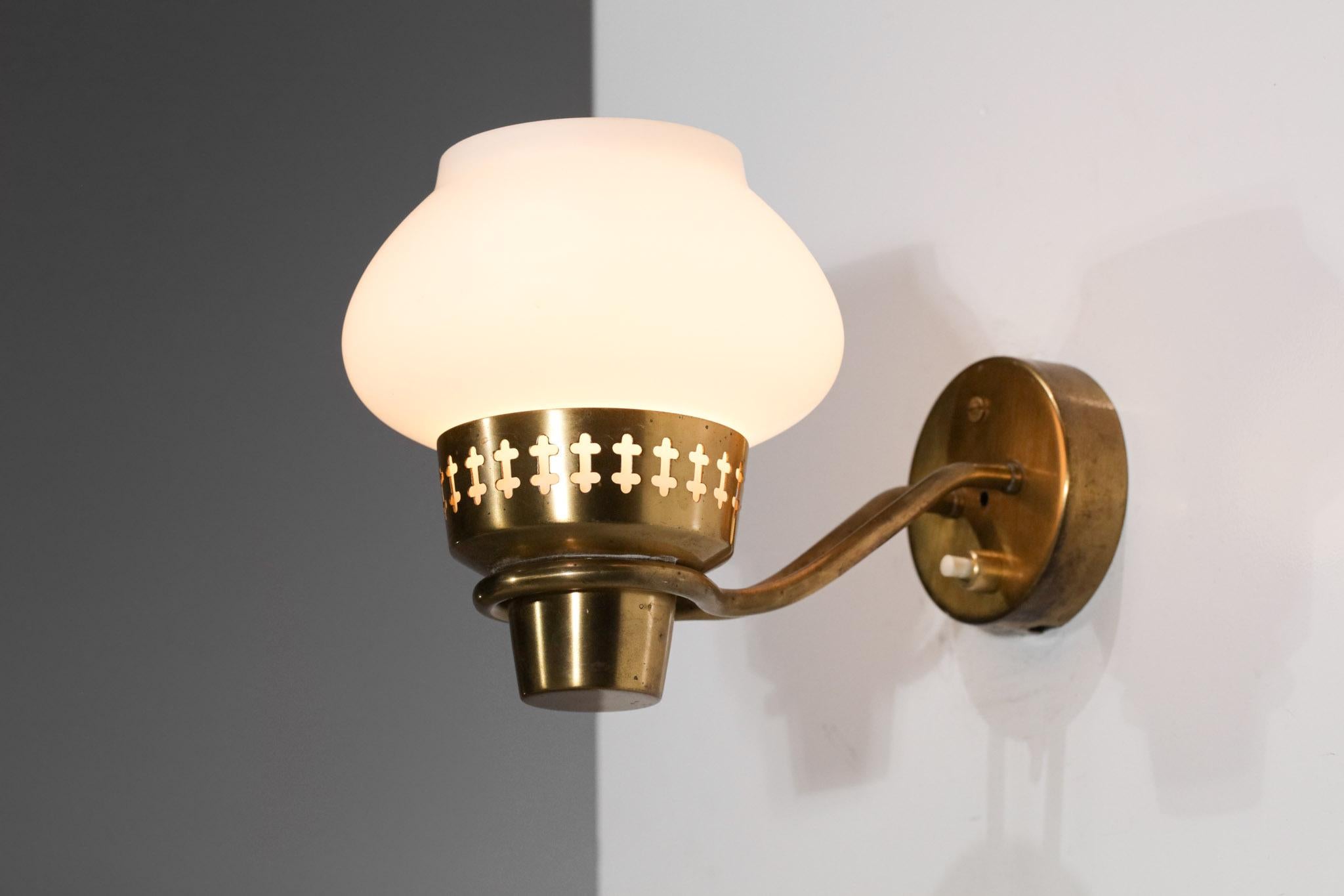 Pair of Swedish Sconces by Hans Bergström for ASEA 60s G203 In Good Condition In Lyon, FR
