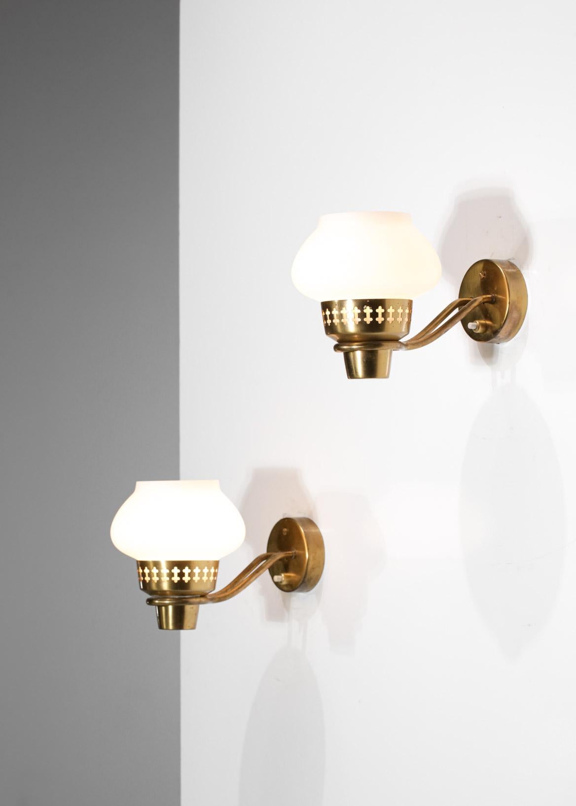 Mid-20th Century Pair of Swedish Sconces by Hans Bergström for ASEA 60s G203