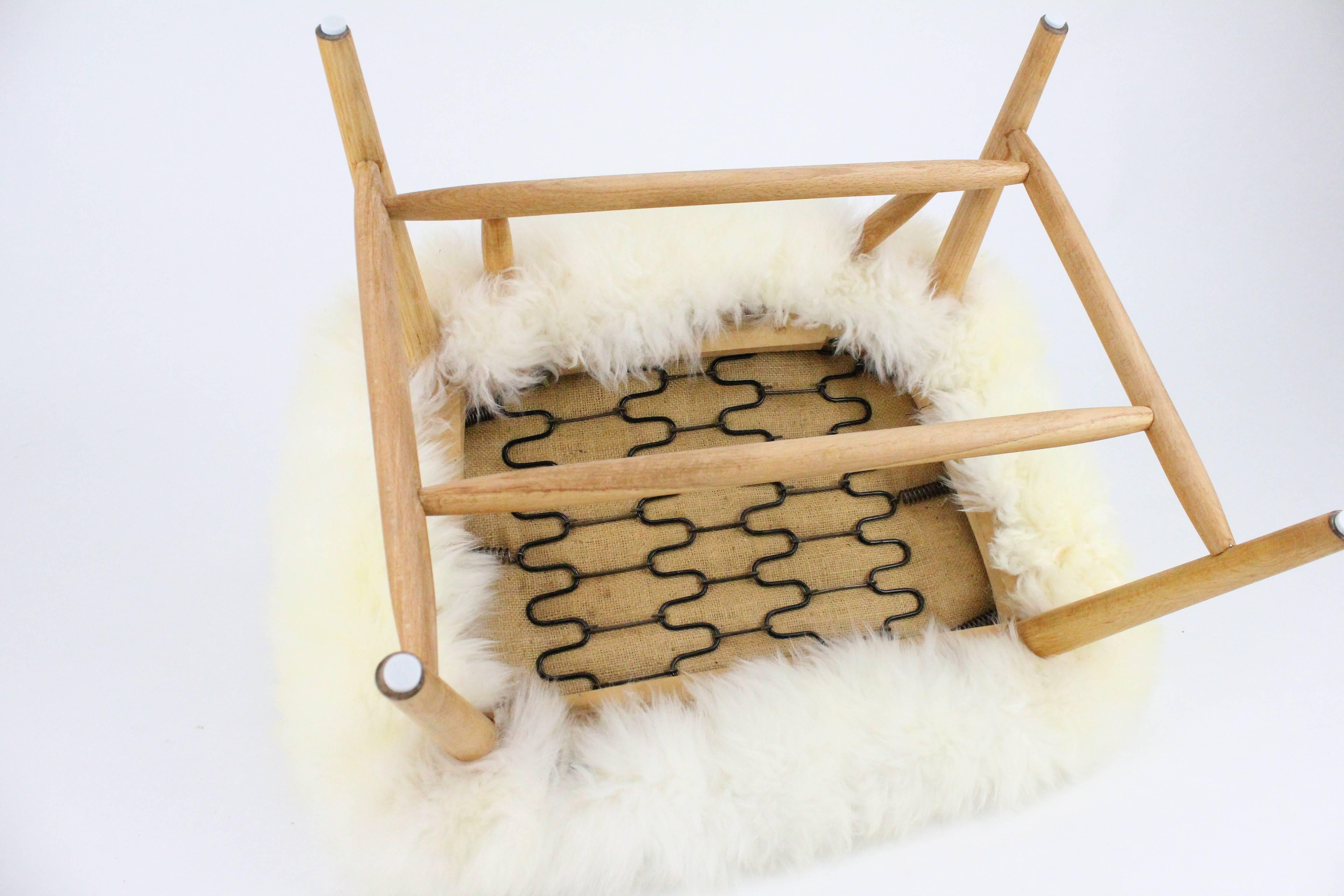 Pair of Swedish Sheep Skin and Beech Teve Easy Chairs by Alf Svensson for DUX 6