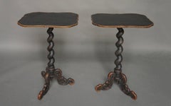 Pair of Swedish Side Tables with Barley Twist Pedestals
