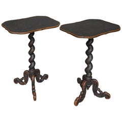 Pair of Swedish Side Tables with Barley Twist Pedestals