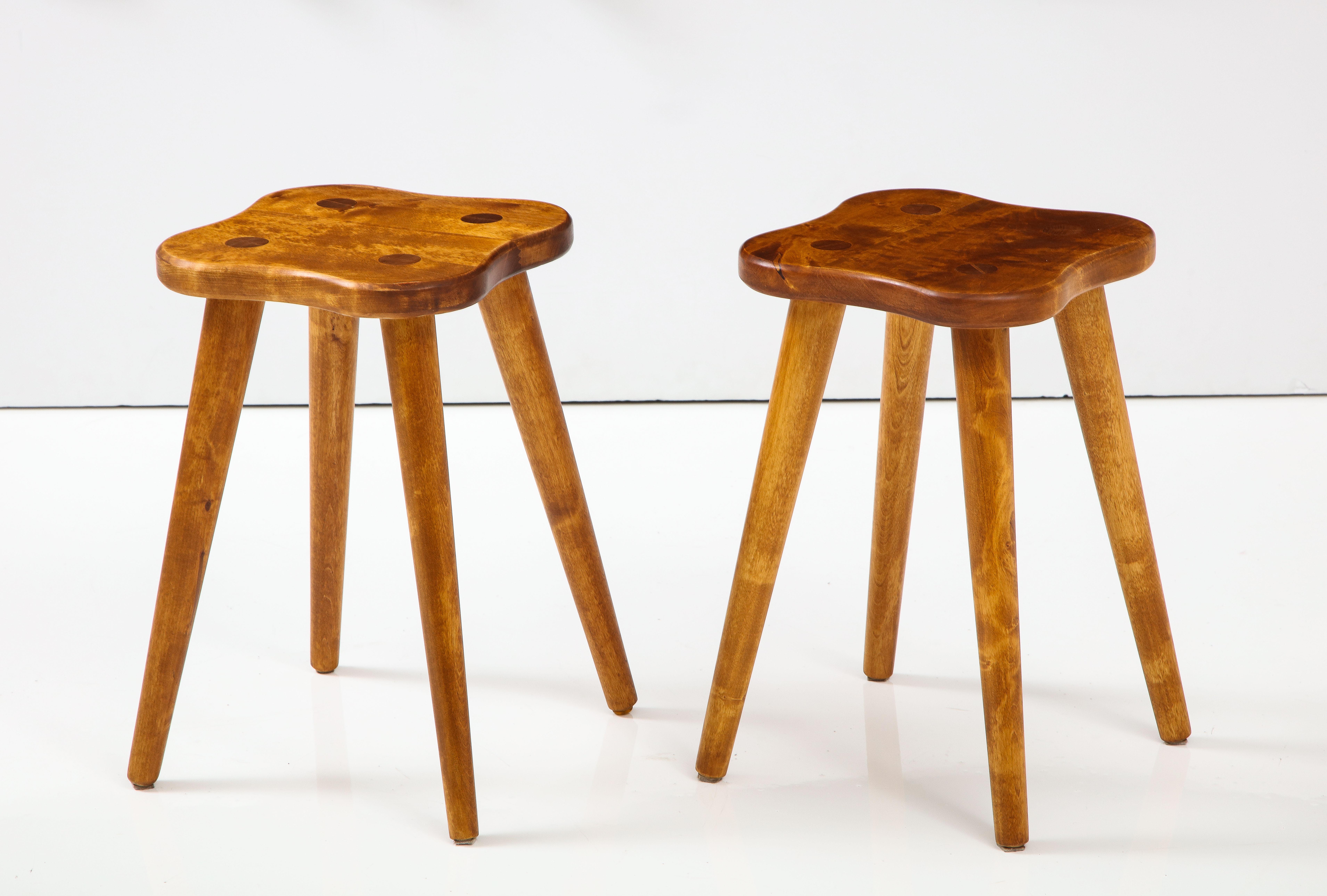 Pair of Swedish Solid Birch Stools or Side Tables, circa 1960s 5