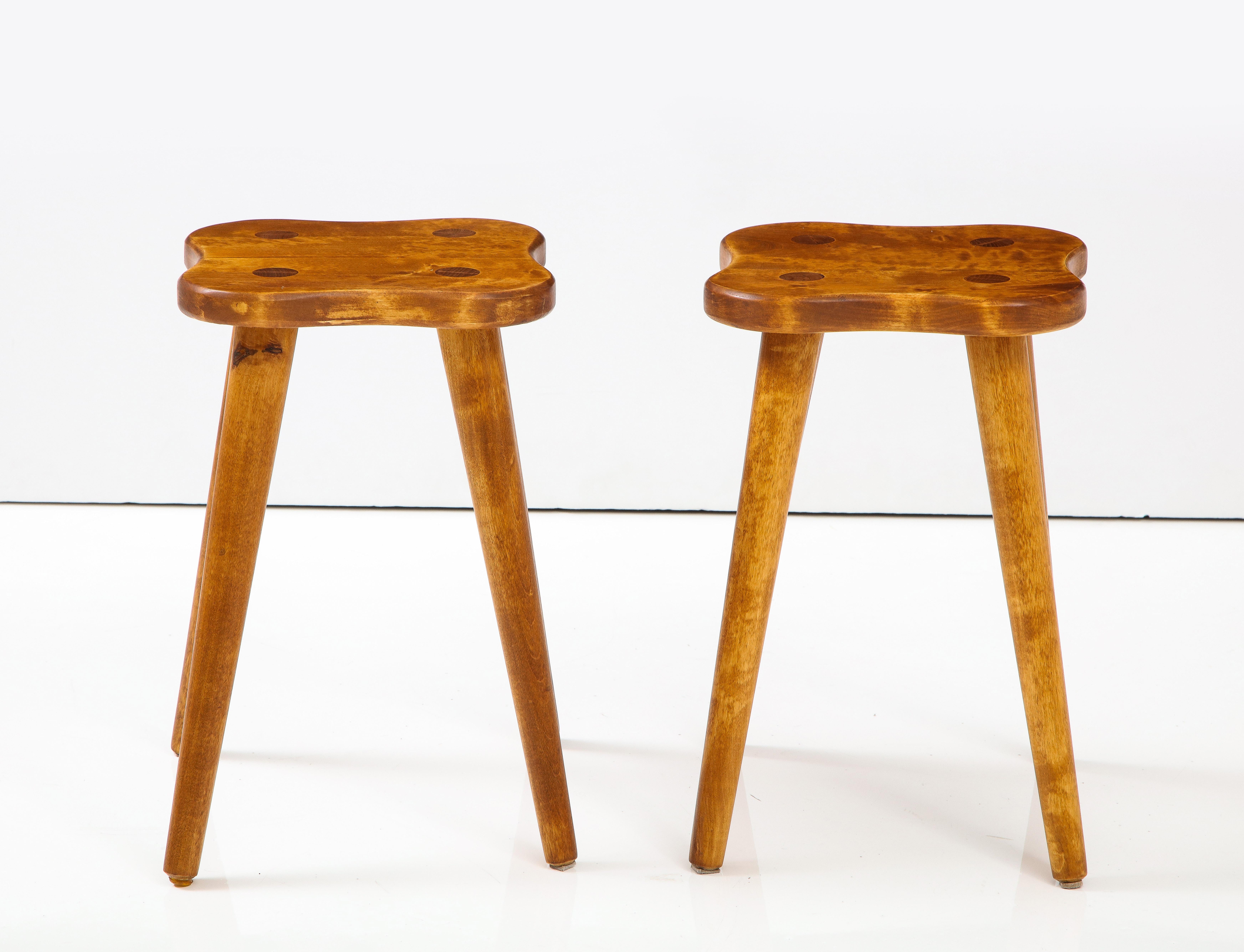 Pair of Swedish Solid Birch Stools or Side Tables, circa 1960s In Good Condition In New York, NY