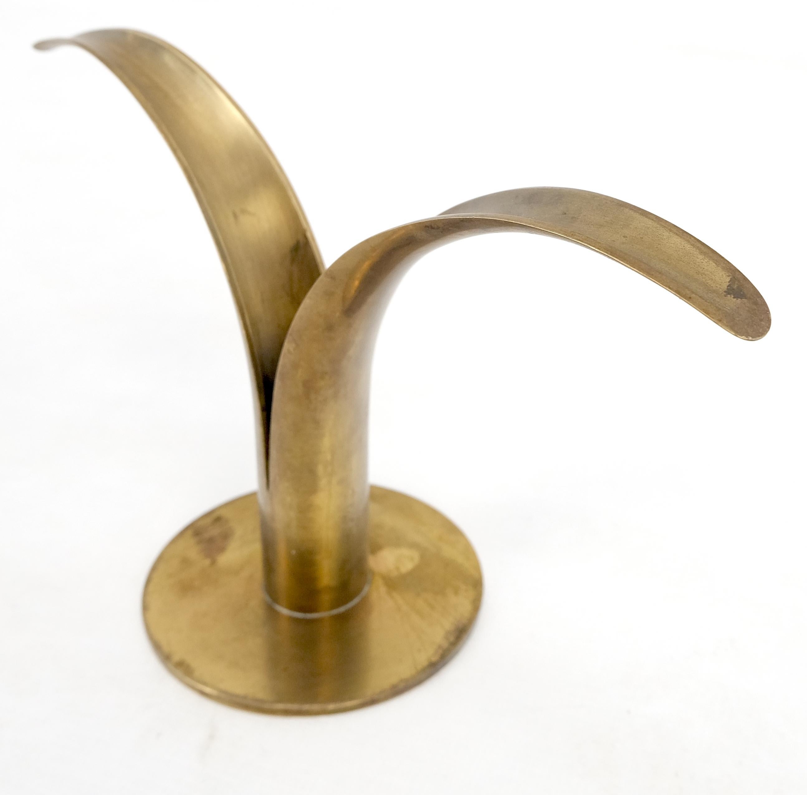 20th Century Pair of Swedish Solid Brass Candle Sticks Made in Sweden For Sale