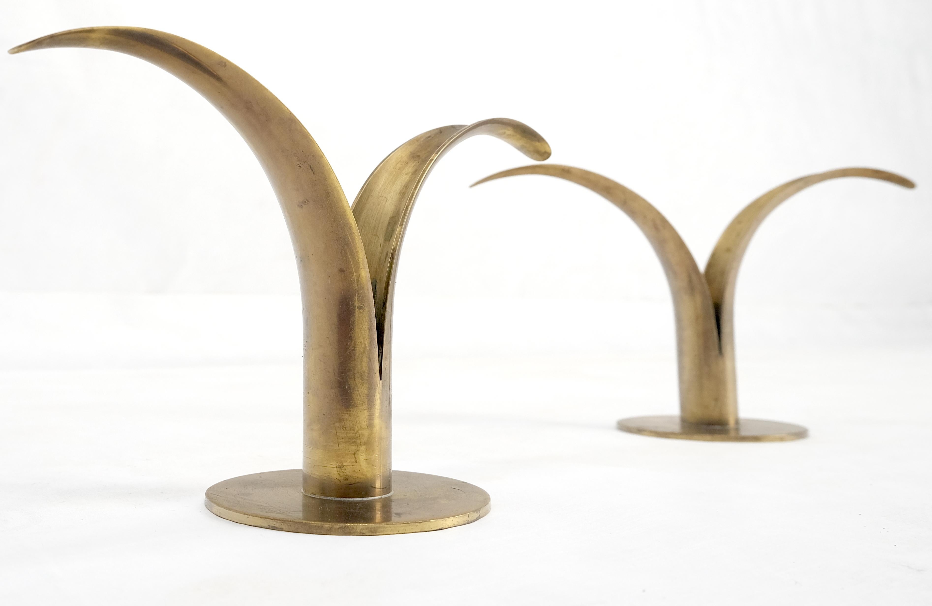Pair of Swedish Solid Brass Candle Sticks Made in Sweden For Sale 1